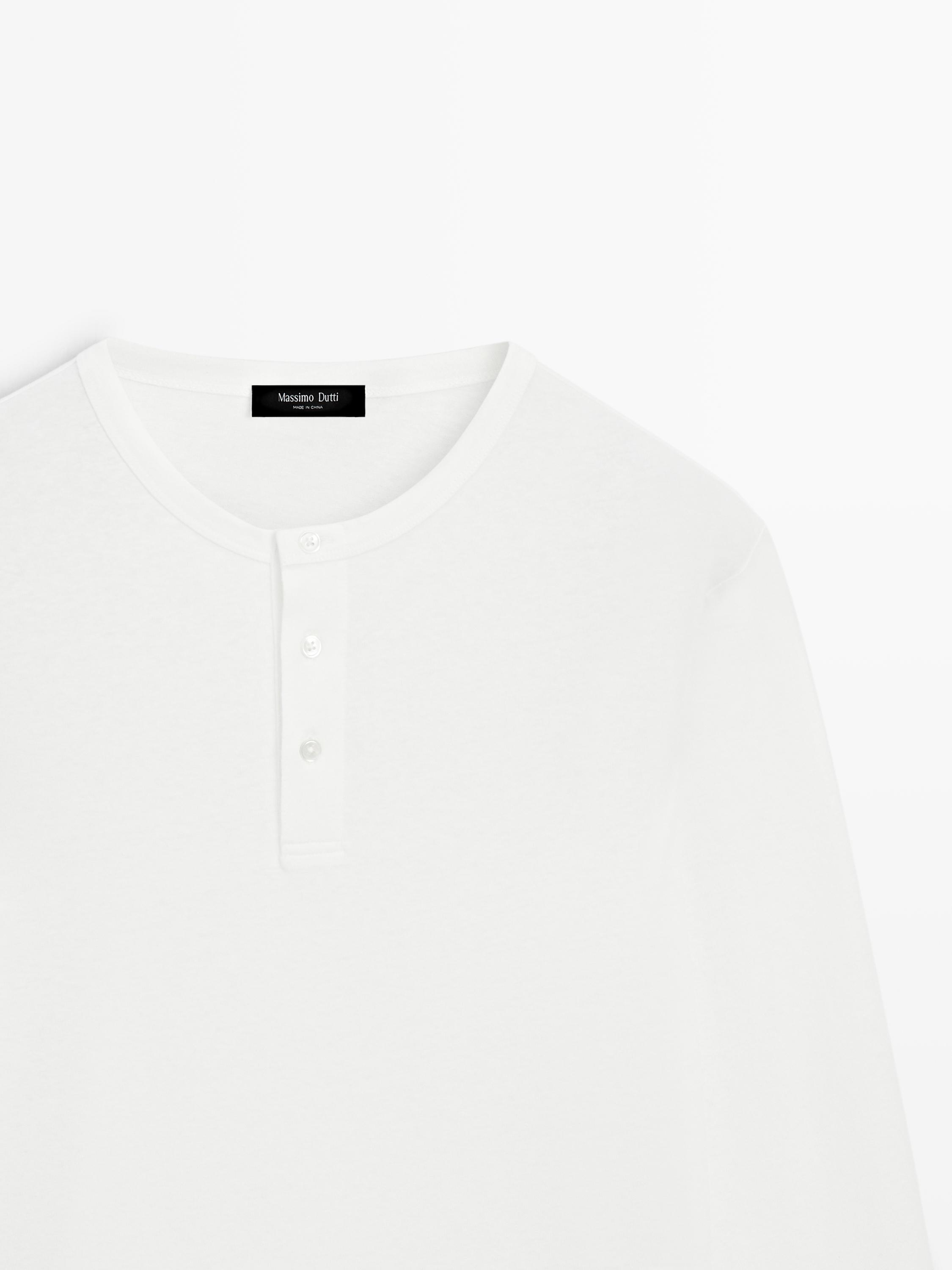 Long sleeve henley neck T-shirt